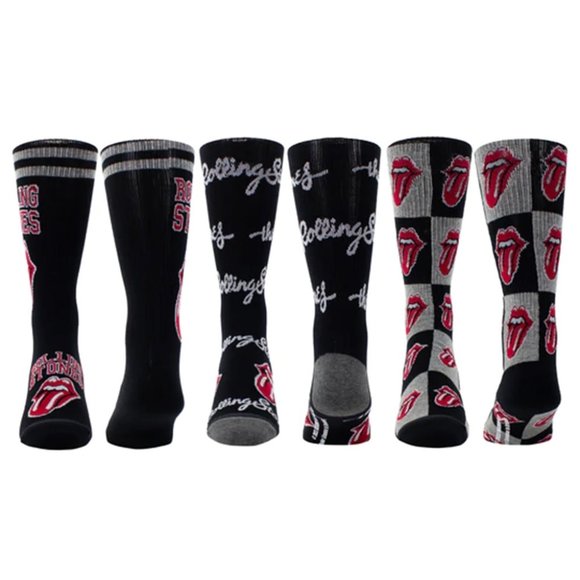 Perri's Socks The Rolling Stones Collegiate Assorted Crew Socks 3 Pair - RSC370 - Picture 2 of 3